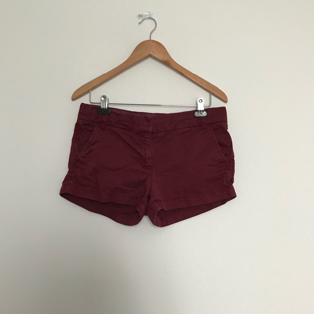J Crew Chino Burgundy Shorts